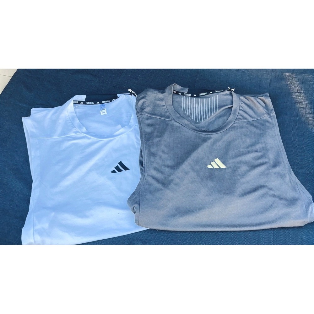 Adidas Mens Tank Top Set of 2 2XL Charcoal Gray HEAT.RDY White Training